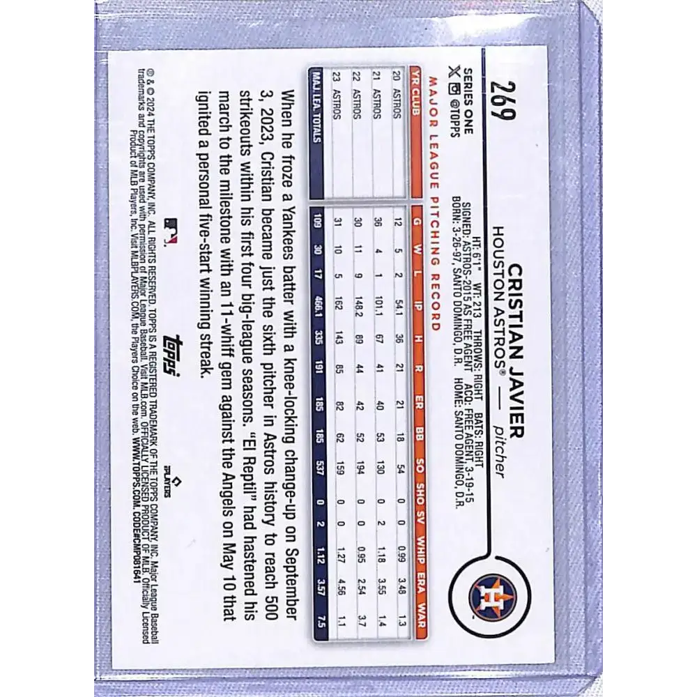 2024 Topps Series One Easter #269 Cristian Javier NM-MT Houston Astros - Baseball Card Single
