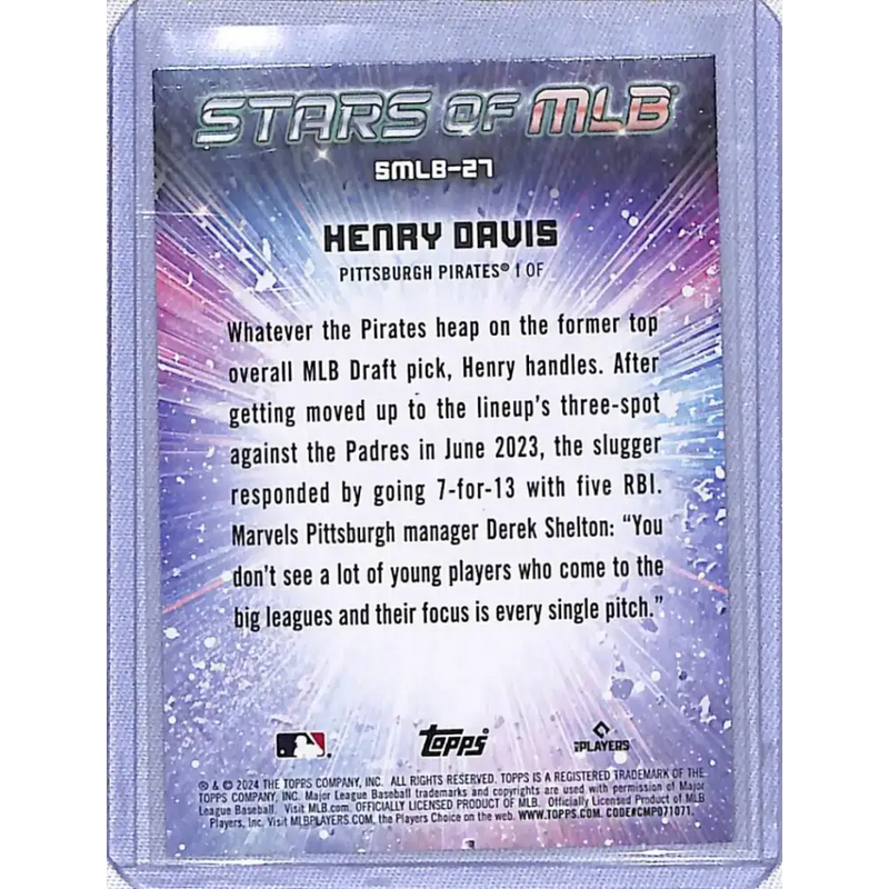 2024 Topps Series One Stars of MLB #SMLB-27 Henry Davis NM-MT Pittsburgh Pirates - Baseball Card Single