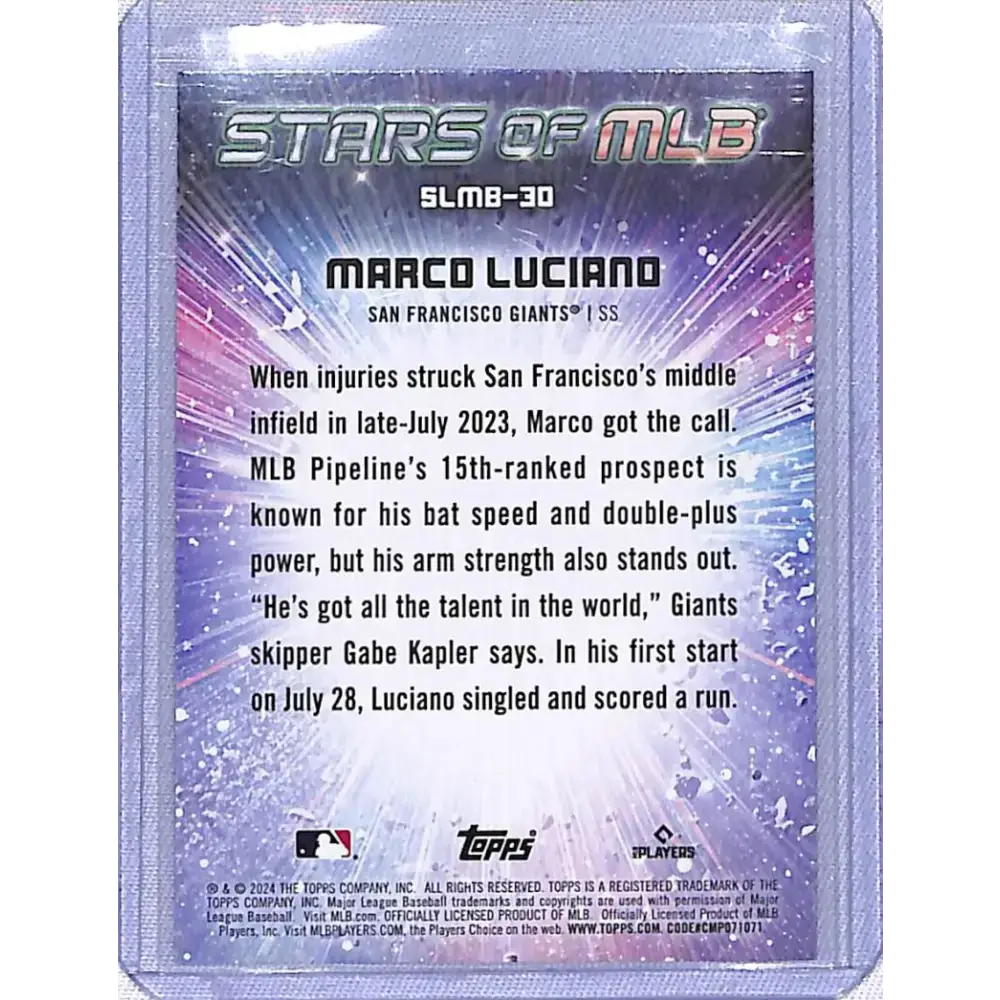 2024 Topps Series One Stars of MLB #SMLB-30 Marco Luciano NM-MT San Francisco Giants - Baseball Card Single