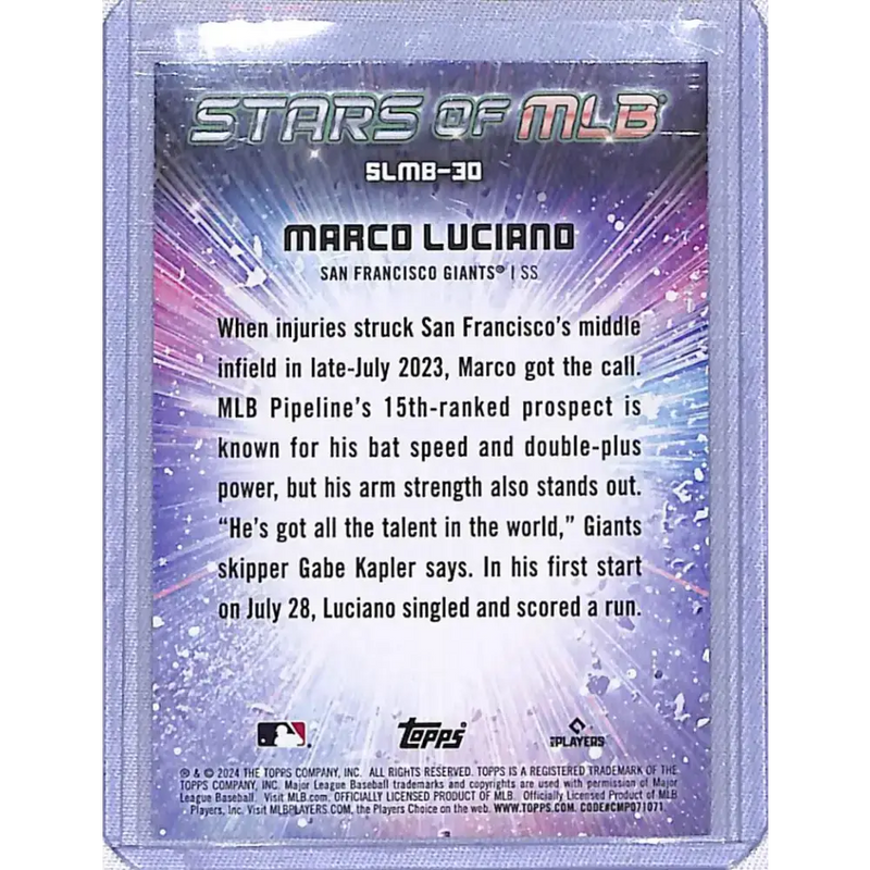 2024 Topps Series One Stars of MLB #SMLB-30 Marco Luciano NM-MT San Francisco Giants - Baseball Card Single