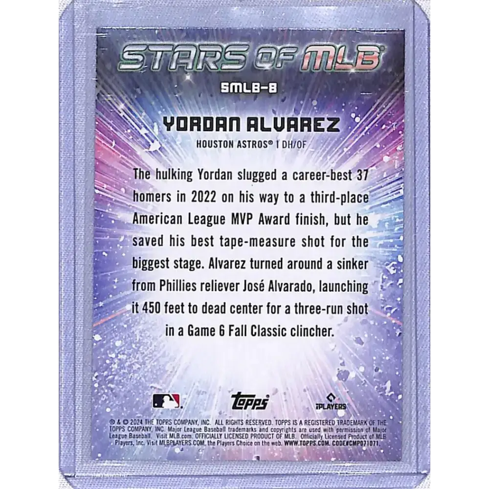2024 Topps Series One Stars of MLB #SMLB-8 Yordan Alvarez NM-MT Houston Astros - Baseball Card Single