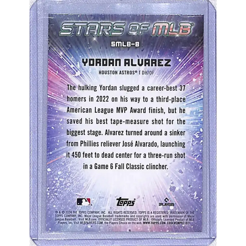 2024 Topps Series One Stars of MLB #SMLB-8 Yordan Alvarez NM-MT Houston Astros - Baseball Card Single