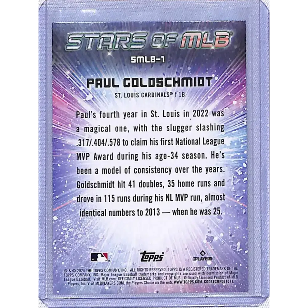 2024 Topps Series One Stars of the MLB #SMLB-1 Paul Goldschmidt NM-MT St. Louis Cardinals - Baseball Card Single