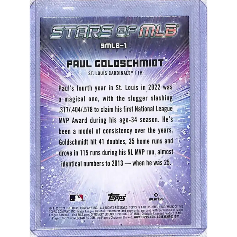 2024 Topps Series One Stars of the MLB #SMLB-1 Paul Goldschmidt NM-MT St. Louis Cardinals - Baseball Card Single