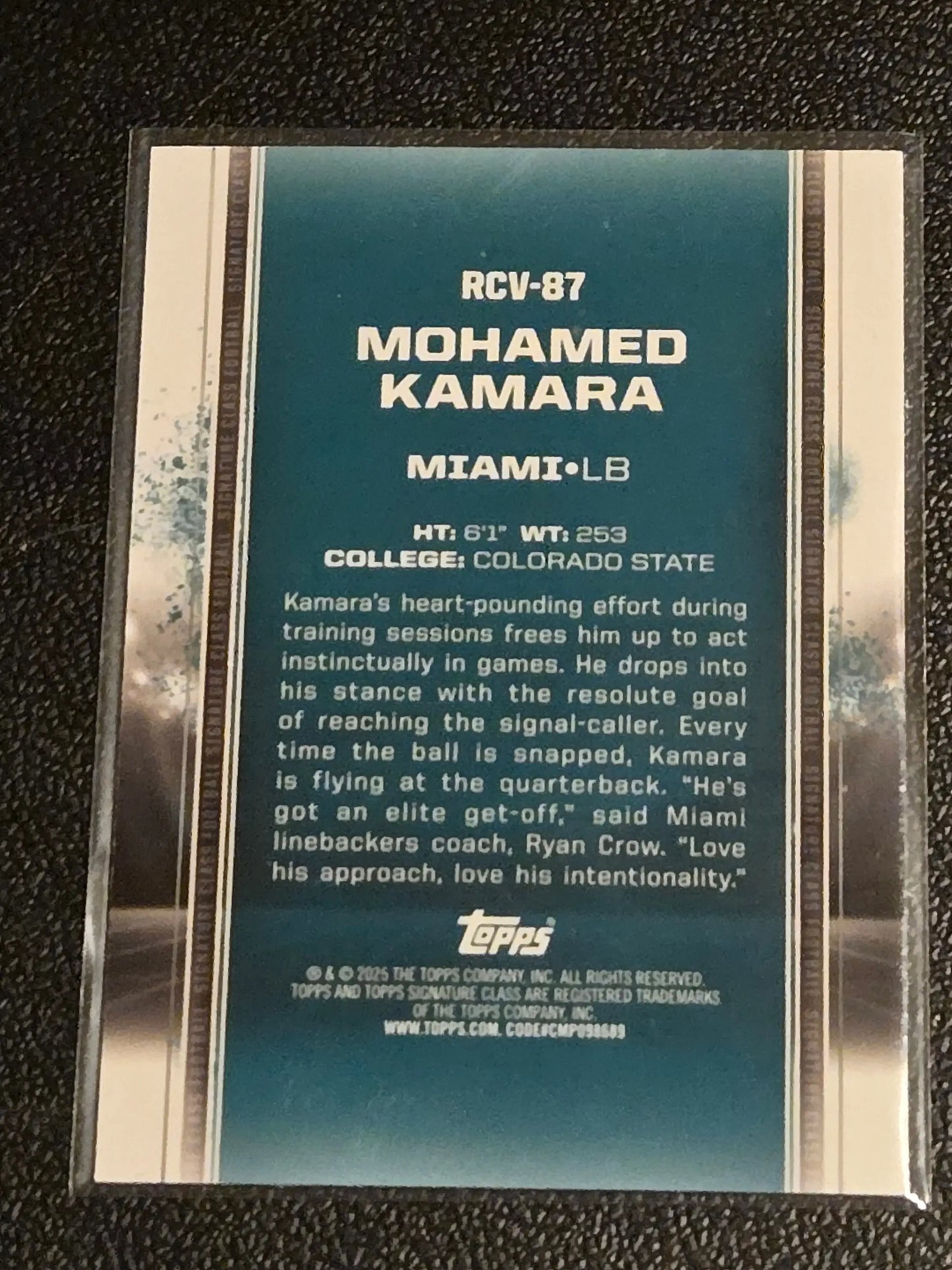 2024 Topps Signature Class #147 Mohamed Kamara Teal #/225 - Football Card Single