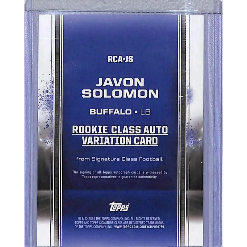 2024 Topps Signature Class Rookie Class #RCA-JS Javon Solomon NM-MT Auto Buffalo Bills - Football Card Single