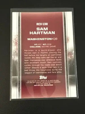 2024 Topps Signature Class Sam Hartman Chrome Rookie Card#RCV-138 - Football Card Single