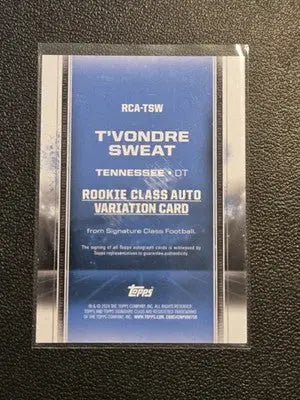 2024 Topps Signature Class T’Vondre Sweat Rookie Class Auto Variation Teal #/225 - Football Card Single