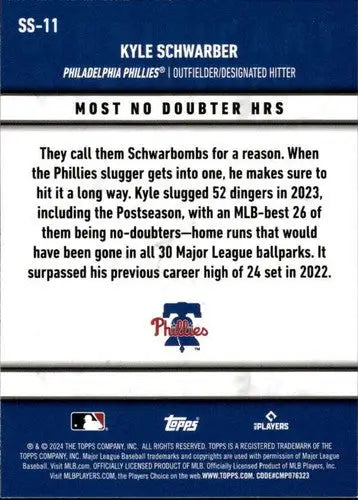 2024 Topps Significant Statistics #SS-11 Kyle Schwarber NM-MT Phillies ID:70824 - Baseball Card Single
