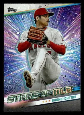 Shohei Ohtani baseball card in Los Angeles Angels uniform from 2024 Topps SMLB-21 Ohtani Stars