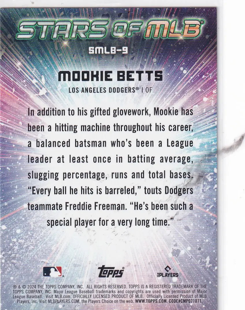 2024 TOPPS #SMLB-9 MOOKIE BETTS STARS OF THE MLB- LOS ANGELES DODGERS - Baseball Card Single