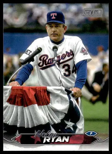 Original gloss Nolan Ryan baseball card from 2024 Topps Stadium Club featuring Rangers