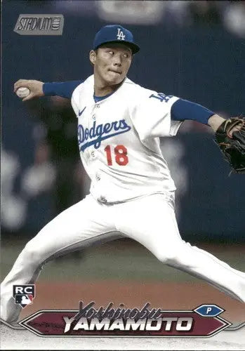 Yoshinobu Yamamoto baseball card from 2024 Topps Stadium Club stadium card collection