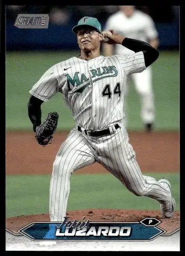Baseball card of Jesus Luzardo from 2024 Topps Stadium Club Marlins collection