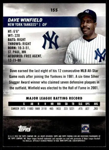 Original gloss 2024 Topps Stadium Club Dave Winfield baseball card Yankees ID:75281