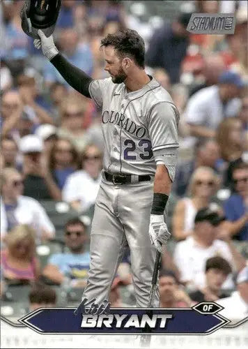 Original gloss Kris Bryant baseball card from 2024 Topps Stadium Club Rockies