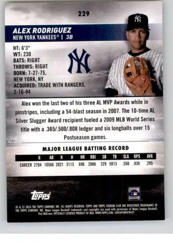 2024 Topps Stadium Club #229 Alex Rodriguez NM-MT Yankees ID:75296 - Baseball Card Single