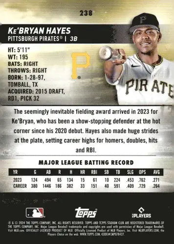 2024 Topps Stadium Club KeBryan Hayes baseball card Pirates NM-MT collectible