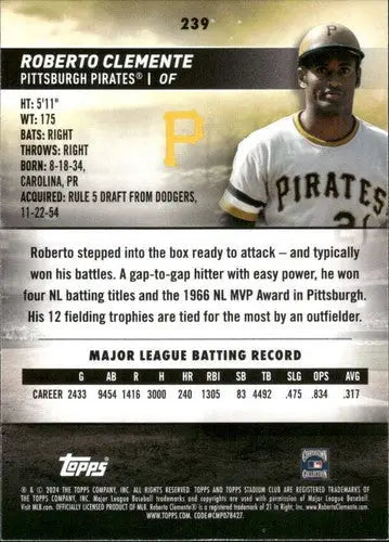 Roberto Clemente baseball card with original gloss from 2024 Topps Stadium Club