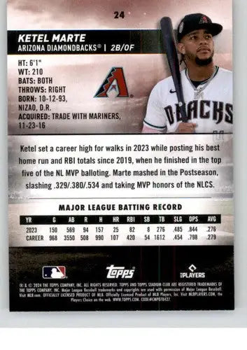 2024 Topps Stadium Club #24 Ketel Marte NM-MT Diamondbacks ID:75239 - Baseball Card Single