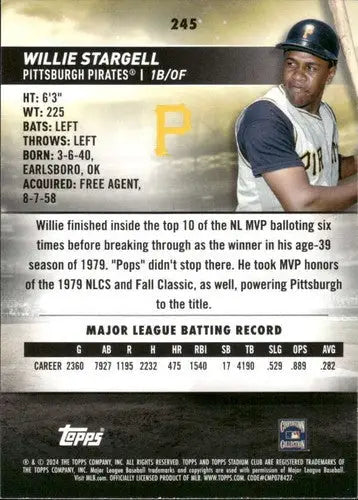 Original gloss Willie Stargell baseball card from 2024 Topps Stadium Club Pirates