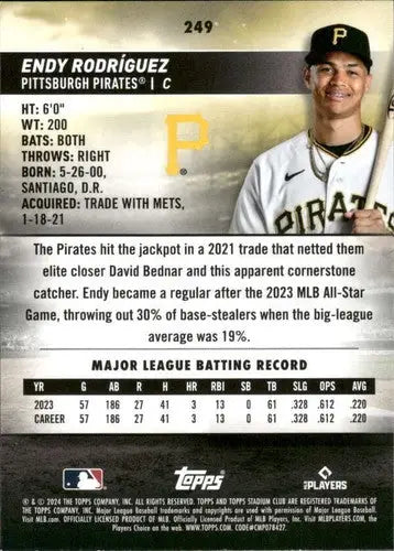 2024 Topps Stadium Club Endy Rodriguez rookie baseball card Pirates ID 75302