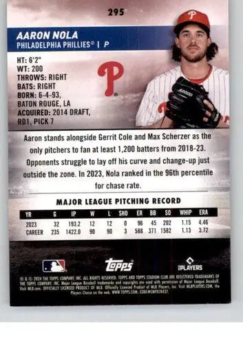 2024 Topps Stadium Club Aaron Nola baseball card Phillies NM-MT collectible