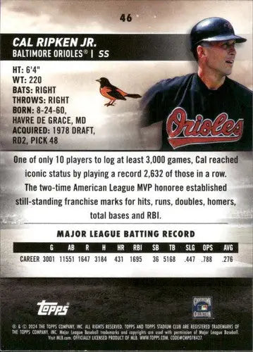 2024 Topps Stadium Club Cal Ripken Jr. baseball card with original gloss Orioles ID 75245