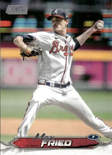 Original gloss Max Fried baseball card from 2024 Topps Stadium Club Braves collection