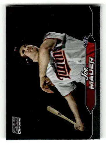 Joe Mauer baseball card from 2024 Topps Stadium Club Chrome with original gloss