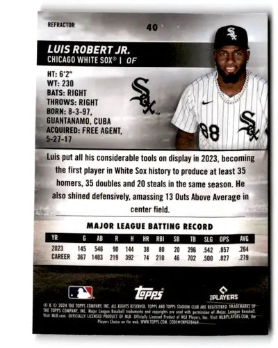2024 Topps Stadium Club Chrome Refractor #40 Luis Robert Jr. NM-MT Whit ID:76424 - Baseball Card Single