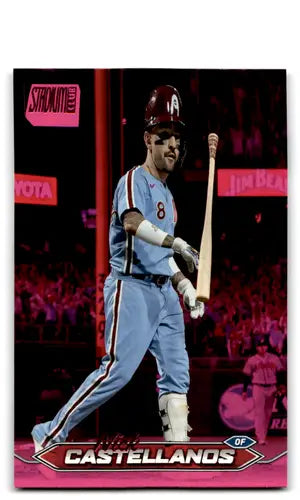 2024 Topps Stadium Club Pink Foil Nick Castellanos baseball card with original gloss