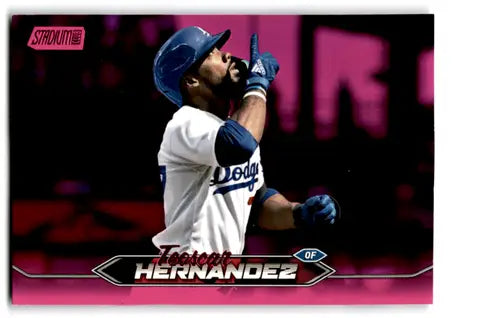 Original gloss Teoscar Hernandez baseball card from 2024 Topps Stadium Club Pink Foil