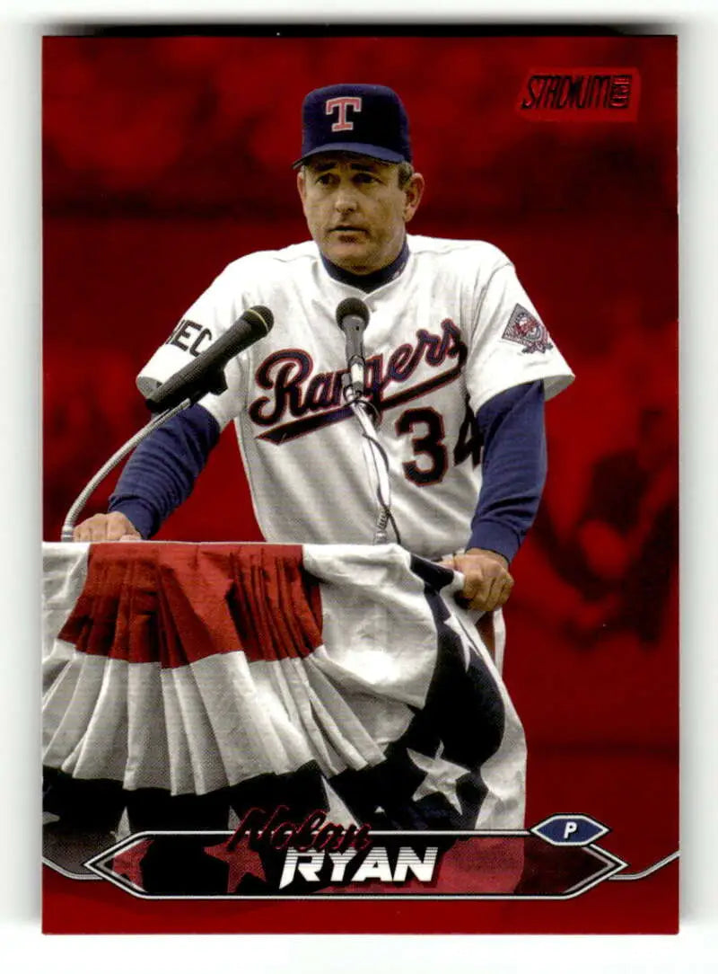 Original gloss Nolan Ryan baseball card from 2024 Topps Stadium Club Red Foil