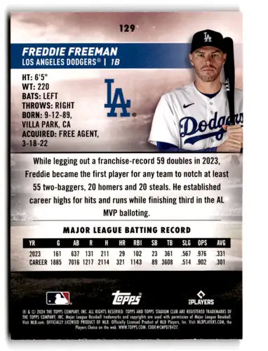 2024 Topps Stadium Club Red Foil Freddie Freeman Dodgers baseball card high-grade NM-MT