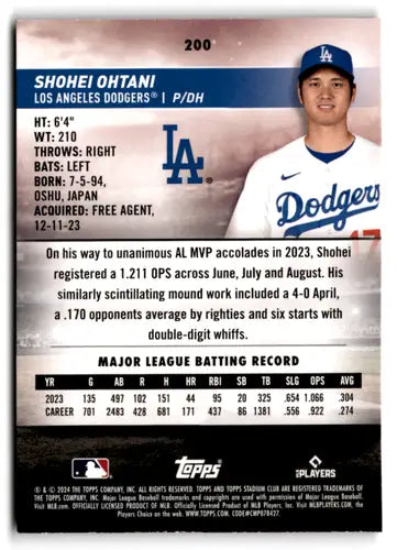 2024 Topps Stadium Club Red Foil #200 Shohei Ohtani NM-MT Dodgers ID:75231 - Baseball Card Single