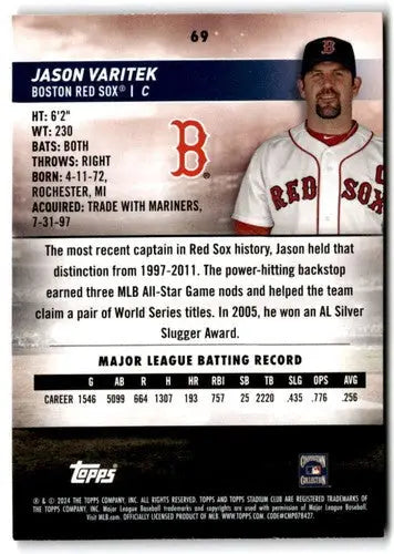Jason Varitek baseball card from 2024 Topps Stadium Club Red Foil collection