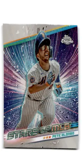Original gloss MLB Chrome Pete Alonso baseball card from 2024 Topps Stars of MLB