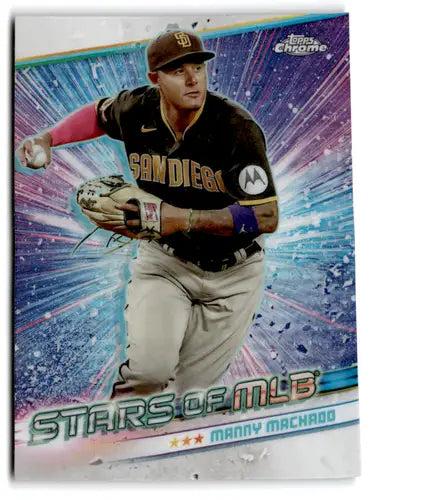 Manny Machado baseball card from 2024 Topps Stars of MLB Chrome Refractor collection