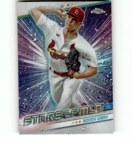 Sonny Gray MLB chrome refractor baseball card from 2024 Topps Stars of MLB Chrome Refractor
