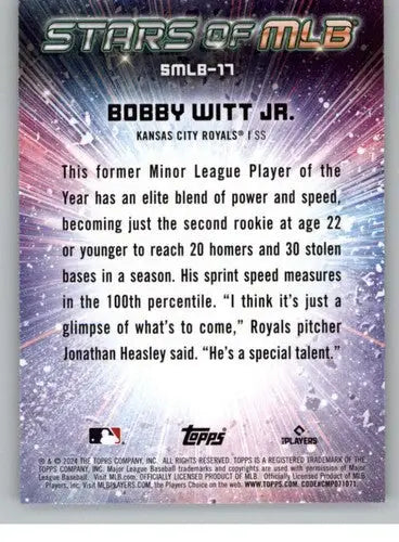 2024 Topps Stars of MLB #SMLB-17 Bobby Witt Jr. NM-MT Royals ID:71086 - Baseball Card Single