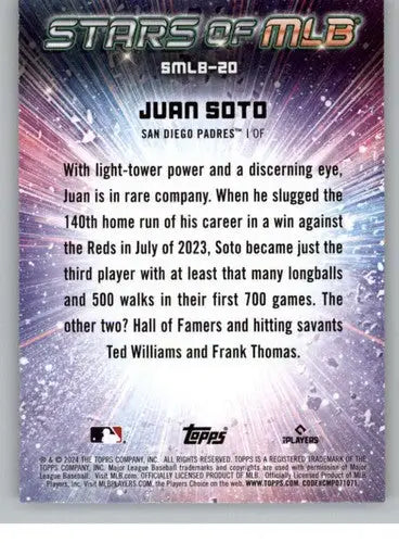 2024 Topps Stars Juan Soto baseball card with original gloss Padres ID 68217