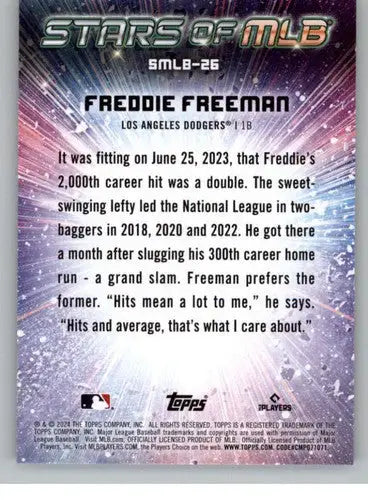 2024 Topps Stars of MLB #SMLB-26 Freddie Freeman NM-MT Dodgers ID:68797 - Baseball Card Single
