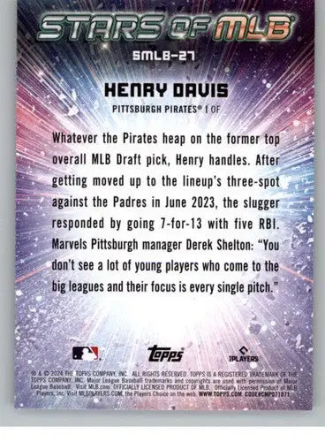 2024 Topps Stars of MLB #SMLB-27 Henry Davis NM-MT Pirates ID:68219 - Baseball Card Single