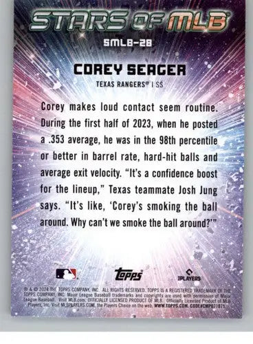 2024 Topps Stars of MLB #SMLB-28 Corey Seager NM-MT Rangers ID:68220 - Baseball Card Single