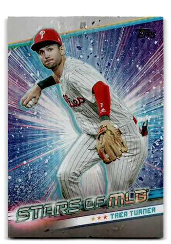 Original gloss baseball trading card of Trea Turner in Phillies uniform from Topps Stars series