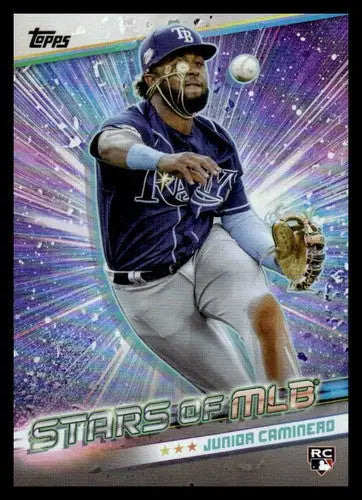 Original gloss of Topps Stars Junior Caminero baseball trading card featuring Rays player