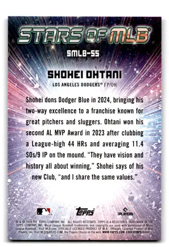 2024 Topps Stars of MLB #SMLB-55 Shohei Ohtani NM-MT Dodgers ID:71298