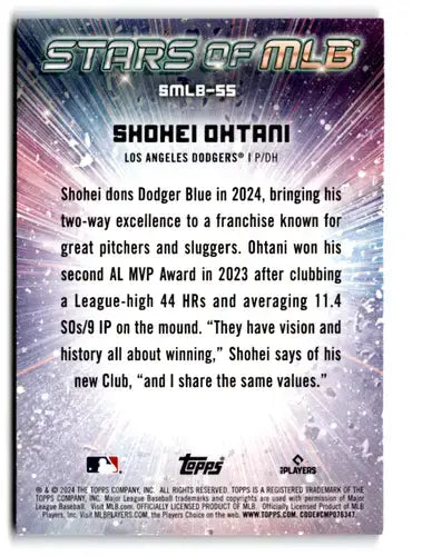 2024 Topps Stars of MLB #SMLB-55 Shohei Ohtani NM-MT Dodgers ID:75317 - Baseball Card Single