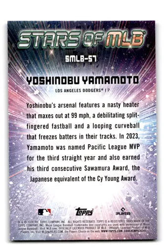 2024 Topps Stars of MLB #SMLB-57 Yoshinobu Yamamoto NM-MT Dodgers ID:71300 - Baseball Card Single